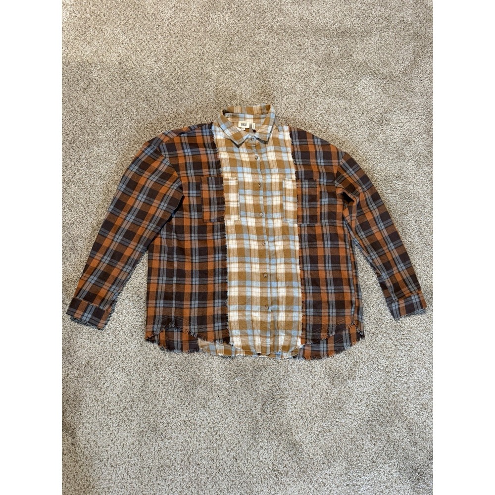 BKE Boyfriend Flannel Shirt Womens XXL‎ Multicolor Plaid Western Outdoor